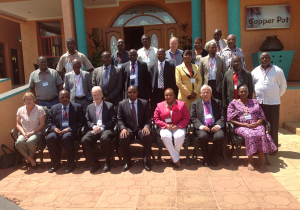 SADC REGIONAL WORKSHOP ON CLIMATE CHANGE ADAPTATION RESEARCH IN AGRICULTURE, CROSS ROADS HOTEL, LILONGWE: In attendance Dr Arne Tostensen Co-Leader of CAAST-Net Plus Work Package Two on Climate Change,  NCST Director General Anthony Muyepa, SADC Programme Officer for Environment Sibongile Mavimbela, Co-Leader of the CAAST-Net Plus Work Package Mike Hughes, Chairman of the Workshop Organising Mr Mike Kachedwa. 